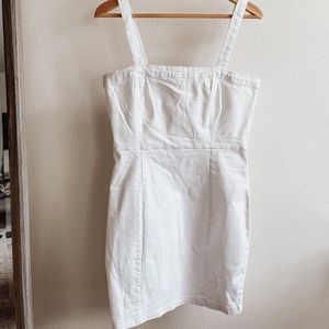 white overall dress